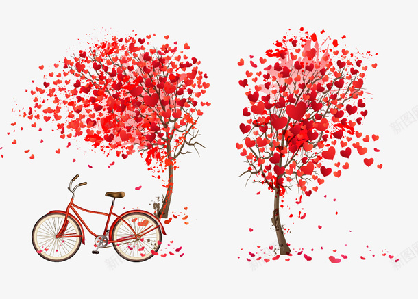 红色樱花树矢量图eps免抠素材_新图网 https://ixintu.com 樱花树 水彩 矢量图 矢量红色自行车 红色 自行车
