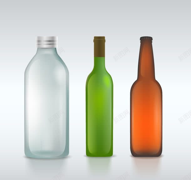 三类水杯啤酒瓶玻璃瓶png免抠素材_新图网 https://ixintu.com 啤酒瓶 水杯 玻璃瓶 透明水瓶 透明瓶子