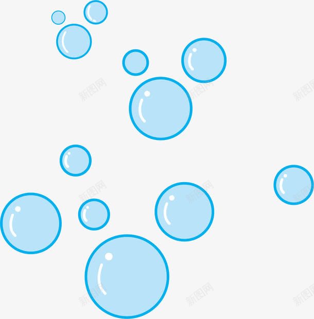 卡通蓝色气泡png免抠素材_新图网 https://ixintu.com 免抠PNG 卡通 圆圈 气泡 简约 线条 蓝色