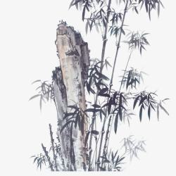 毛笔画竹子奇树怪石高清图片