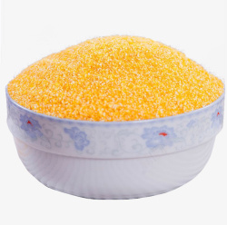 黄色瓷碗一碗玉米碴高清图片