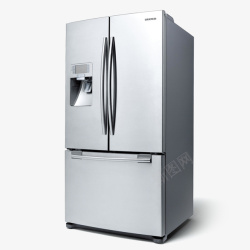 现代家电银色双开门冰箱高清图片