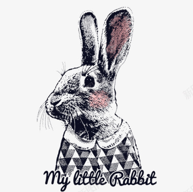 兔子胸前印花图案矢量图图标图标