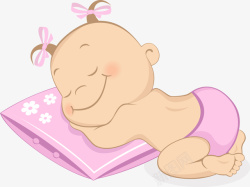 卡通漫画女孩趴着睡觉的小宝宝矢量图高清图片