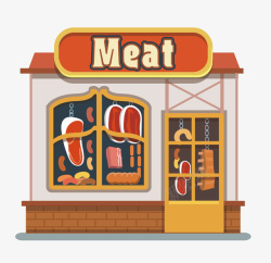 meat卡通扁平化肉店矢量图高清图片