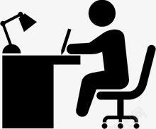 书桌上的人png免抠素材_新图网 https://ixintu.com 办公 台灯 学习的人 工作的人 手绘椅子 挑灯夜战 笔