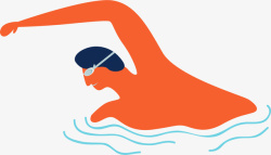 撞色元素手绘体育运动游泳男子人物插画高清图片