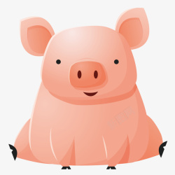 肥胖的猪坐着的可爱小猪手绘矢量图高清图片