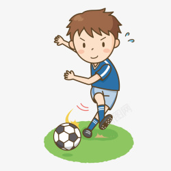 PPT制作手绘卡通人物踢足球的儿童高清图片