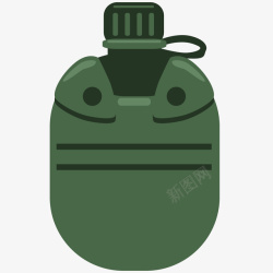 军训用品绿色水壶插画矢量图图标高清图片