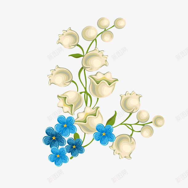 蓝色风铃花植物png免抠素材_新图网 https://ixintu.com 卡通花朵 植物 花卉 蓝色花朵 风铃花