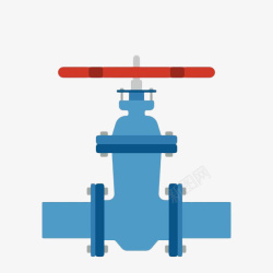 管道阀门手绘扁平化蓝色管道阀门高清图片