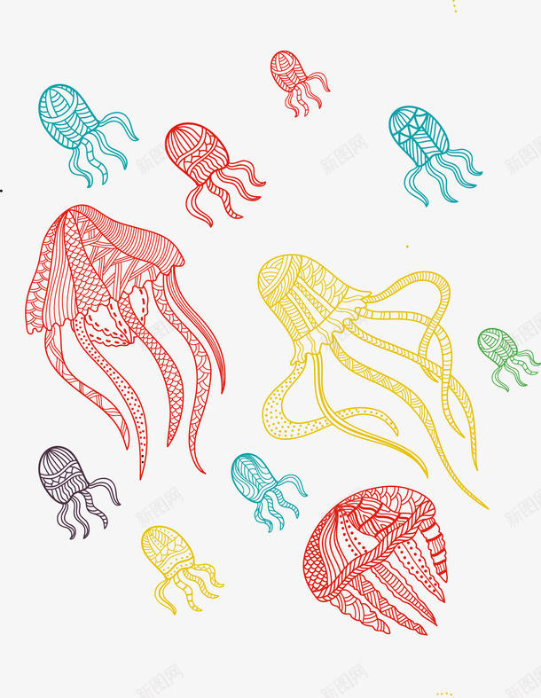 彩色水母纹身刺青图案图标png_新图网 https://ixintu.com 刺青 刺青logo 图标 图案 彩色 彩色水母 水母 海洋生物 纹身