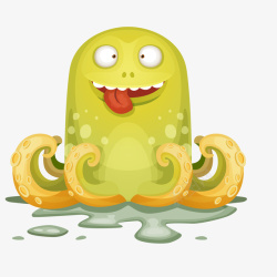 章鱼怪物卡通绿色的怪物矢量图高清图片