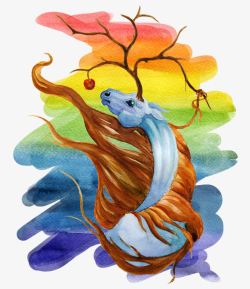 海龙手绘水彩龙王高清图片