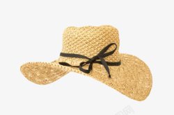 绳子帽子棕色折叠黑色绳子装饰带草帽女实高清图片