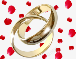 情人节浪漫戒指与玫瑰瓣创意素材
