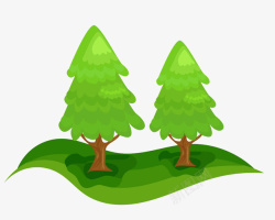 PSD树笔刷手绘绿色柏树高清图片