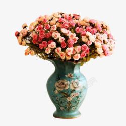 陶瓷花壶古典蔷薇桌花高清图片