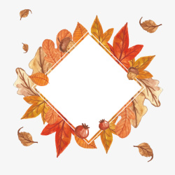 创意秋分落叶装饰方形叶子边框矢量图高清图片