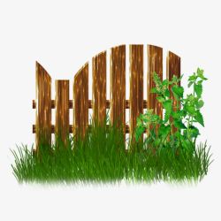 破木木条花园篱笆高清图片