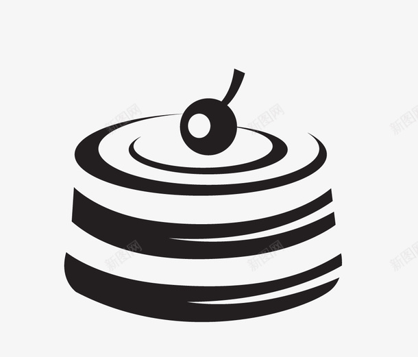 圆形蛋糕图标png_新图网 https://ixintu.com 一块 一颗 圆形 樱桃 简笔 线条 蛋糕 黑色
