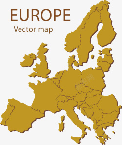 土黄色欧洲地形图矢量图素材