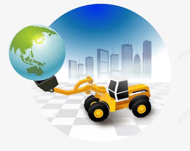 挖掘机和地球png免抠素材_新图网 https://ixintu.com 产业 企业安全生产 地球 安全生产 建筑 挖掘机 收集 生产 象征