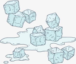 融化冰块手绘夏季融化的冰块矢量图高清图片