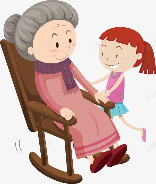 陪奶奶唠嗑png免抠素材_新图网 https://ixintu.com 关爱老年人 回家看看 矢量素材 老年生活 陪伴 陪伴关怀