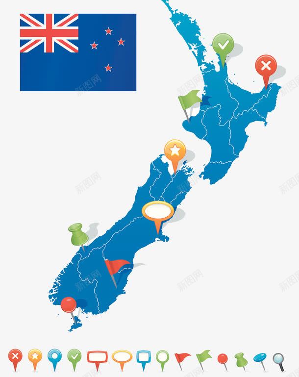 新西兰地理板块png免抠素材_新图网 https://ixintu.com 图钉 新西兰地图 澳洲 目的地