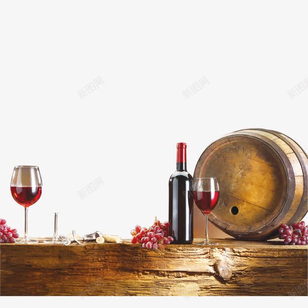 葡萄红酒海报元素png免抠素材_新图网 https://ixintu.com 广告元素 木桶 红葡萄酒 红酒 葡萄 酒桶 酒水 酒瓶