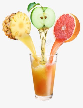 新鲜水果混合而成的果汁png免抠素材_新图网 https://ixintu.com 果汁 水果 玻璃杯 饮料