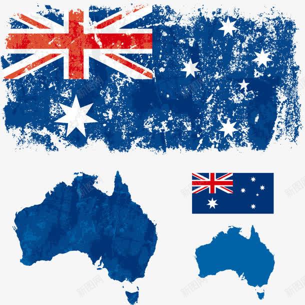 澳大利亚国旗地图png免抠素材_新图网 https://ixintu.com 卡通国旗 国旗 国旗地图 地图 澳大利亚 澳大利亚国旗 矢量国旗