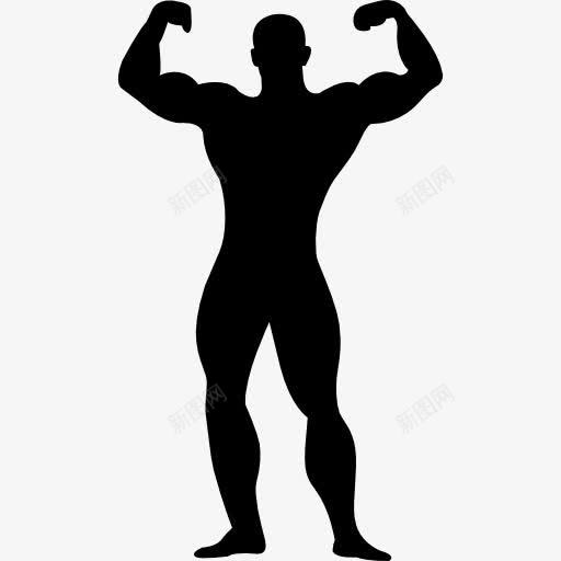 肌肉发达的男人弯曲轮廓图标png_新图网 https://ixintu.com 人 人的剪影 强壮肌肉男 男人 肌肉 肌肉男