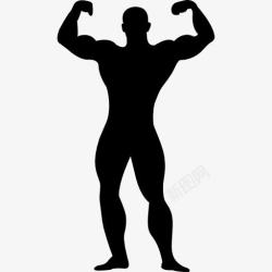 肌肉发达的男人肌肉发达的男人弯曲轮廓图标高清图片