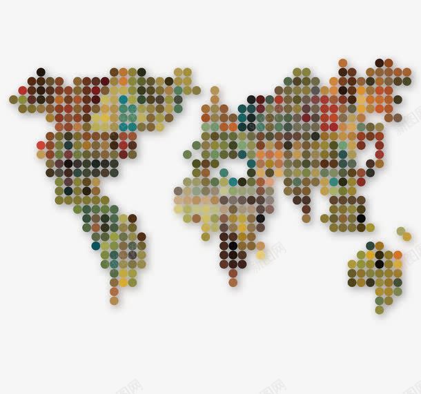 点阵世界地图png免抠素材_新图网 https://ixintu.com 世界 地图 彩色 点阵
