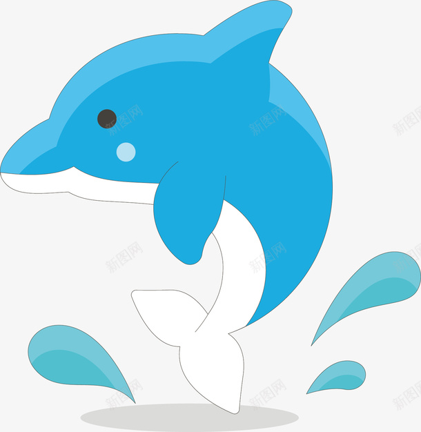 蓝色的小海豚png免抠素材_新图网 https://ixintu.com 创意 动物 卡通 可爱 水滴 海豚 蓝色