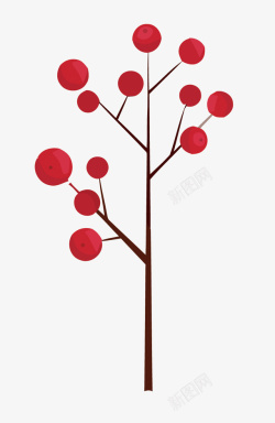 红色果子树枝素材
