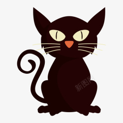 扁平化豆皮卷一只呆呆坐着的黑猫矢量图高清图片
