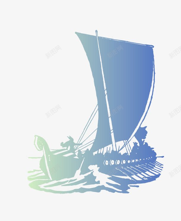 蓝色一帆风顺图标png_新图网 https://ixintu.com 一帆风顺 卡通手绘 图案图标 帆船 扬帆起航 杨帆起航