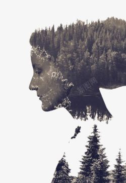 森林构成的女人脸素材