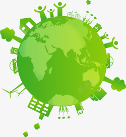 绿色的大风车创意绿色环保地球高清图片