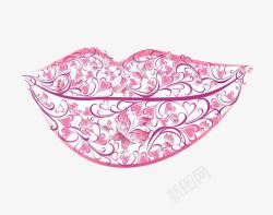 粉色性感女人花纹嘴巴嘴唇高清图片