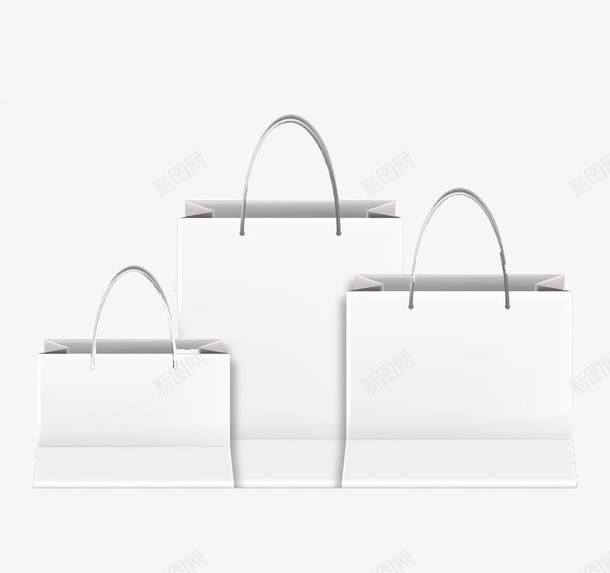3个白色购物袋png免抠素材_新图网 https://ixintu.com 3个 横竖方向 白色 空白包装 购物袋