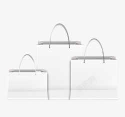 3个白色购物袋素材