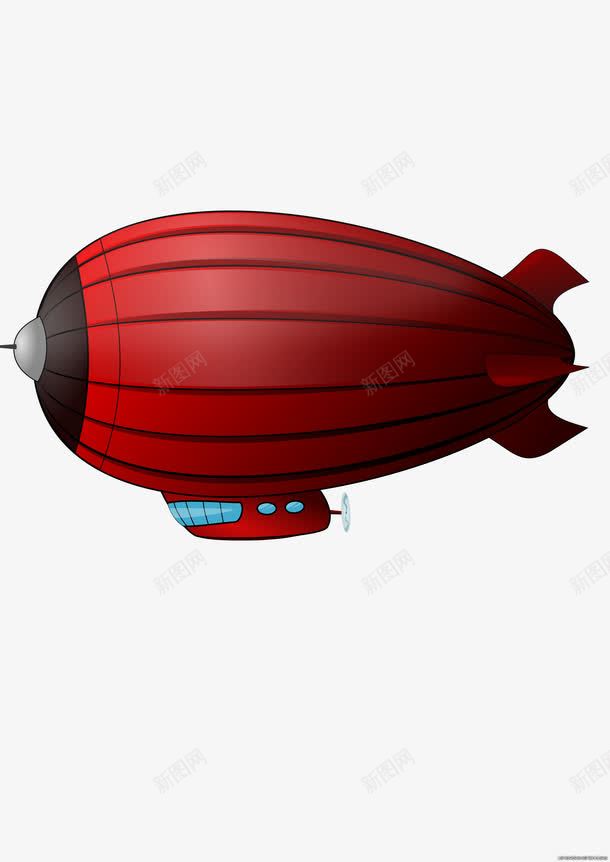 红色自由飞艇png免抠素材_新图网 https://ixintu.com 卡通 红色 自由 飞艇