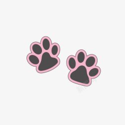 粉色黑色猫的爪印素材