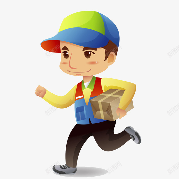 奔跑的快递小哥图png免抠素材_新图网 https://ixintu.com 卡通 奔跑的 帅气的 快递员 手绘 男孩