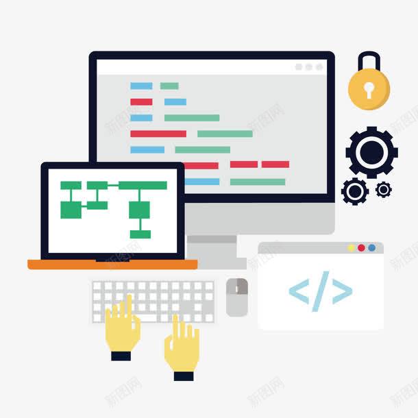 电脑编程png免抠素材_新图网 https://ixintu.com we web 互联网 架构 框架